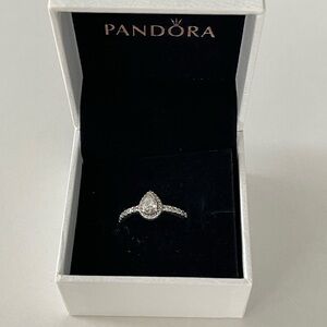 Pandora Classic Teardrop Halo Ring, Size 6